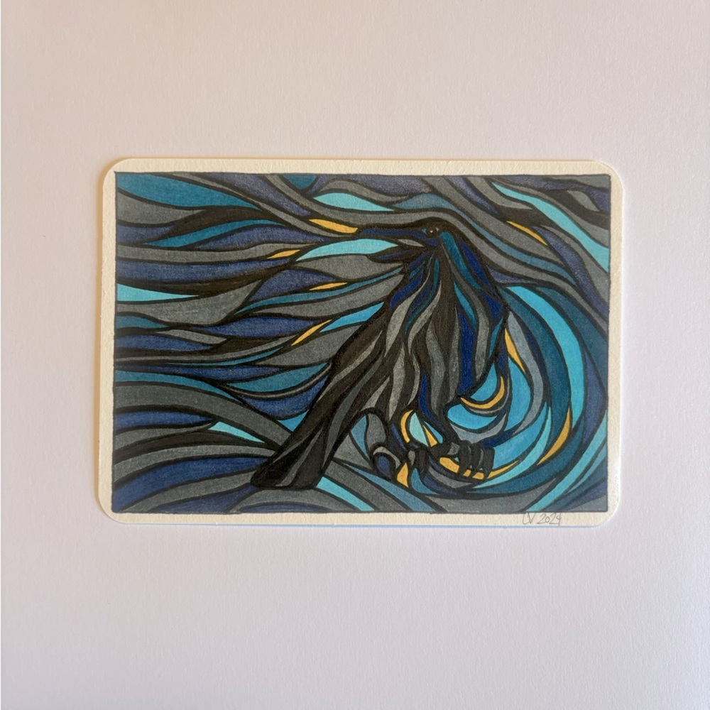 One of a kind postcard/Art CROW